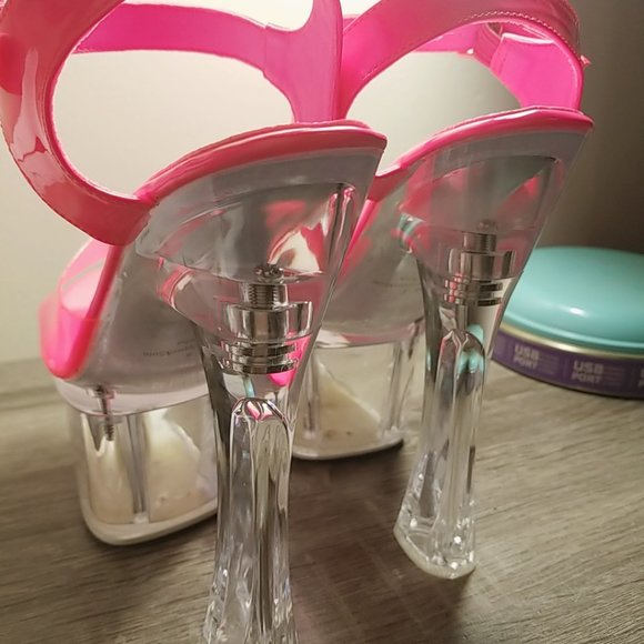 Size 9 Dolls Kill NEON PINK CHIMARA PLATFORM HEELS - Picture 2 of 6